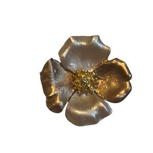Vintage Dogwood Flower Brooch Pendant Gold tone and Bronze